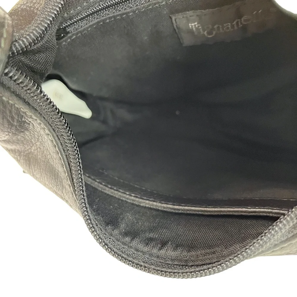 Tignanello Black Genuine Leather Hobo Handbag Shoulder Bag Purse Tote Satchel